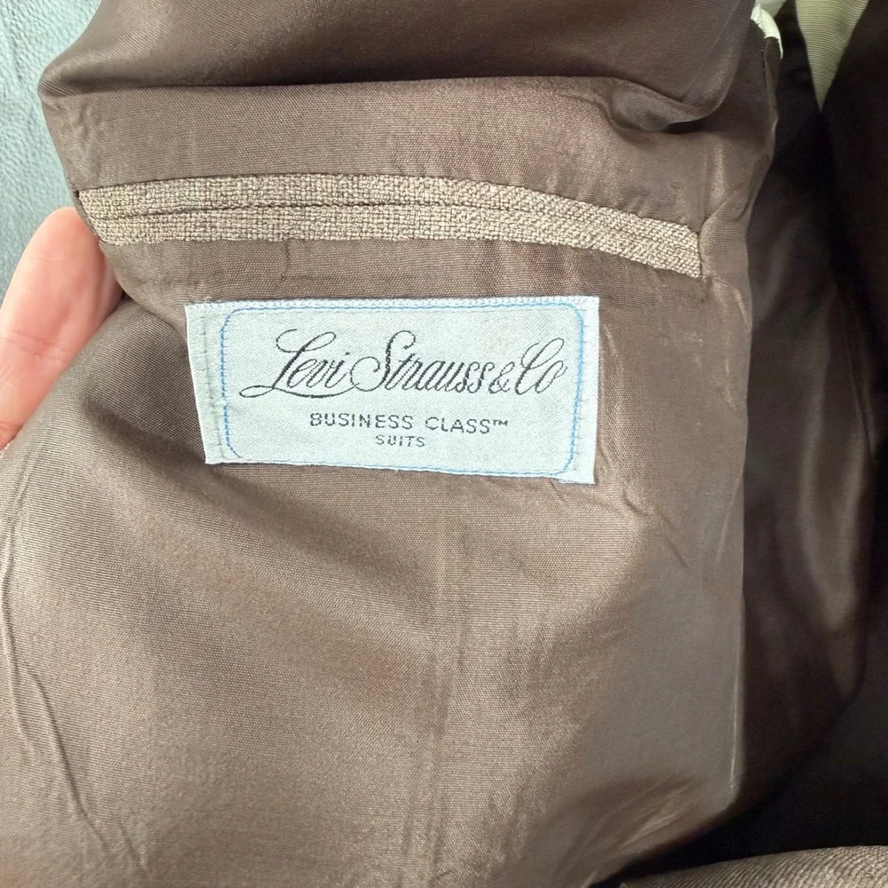 Vintage Levi Strauss & Co Business Class Mens Blazer Brown‎ Sport Coat 46L USA